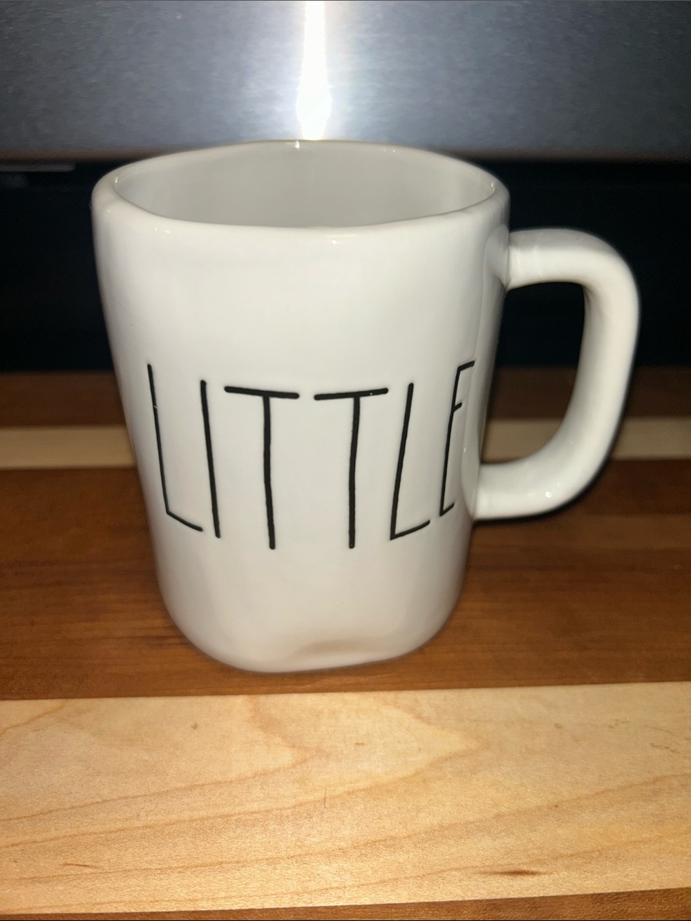Rae Dunn White "LITTLE" Ceramic Mug with Black Lettering